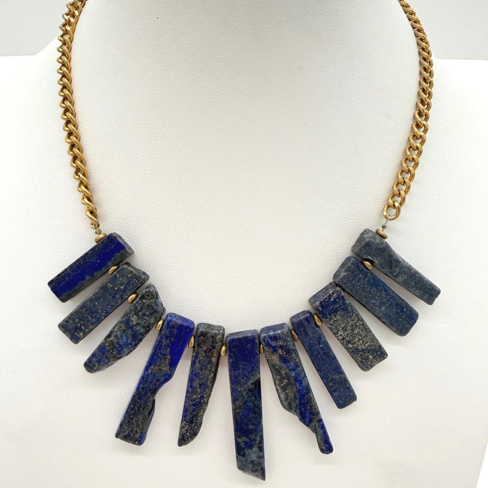 YOCHI Signed Blue Lapis Stone Modern Style Necklace
